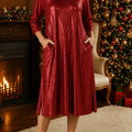 Women's Party Dress | Mini Sequin V-Neck Pocketed