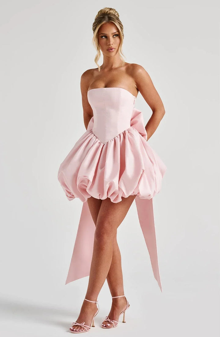Women's Party Dress | Mini Strapless Bow Detail