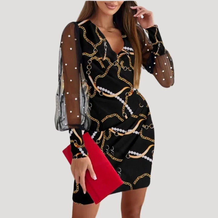 Women's Party Dress | Mini Wrap Mesh Sleeve