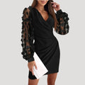 Women's Party Dress | Mini Wrap Mesh Sleeve