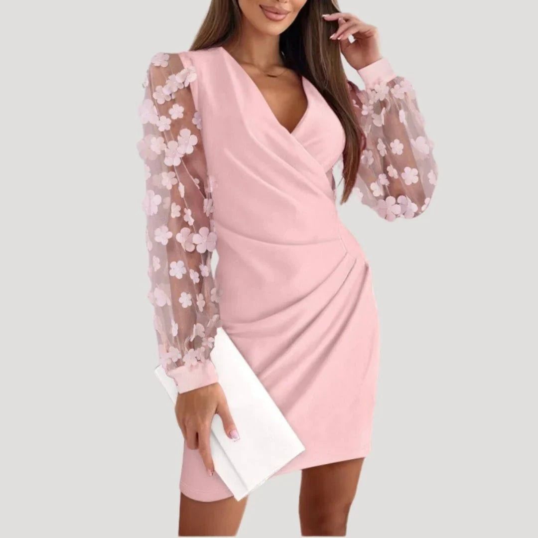 Women's Party Dress | Mini Wrap Mesh Sleeve