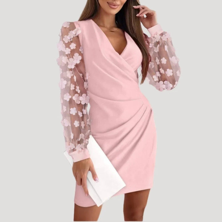 Women's Party Dress | Mini Wrap Mesh Sleeve