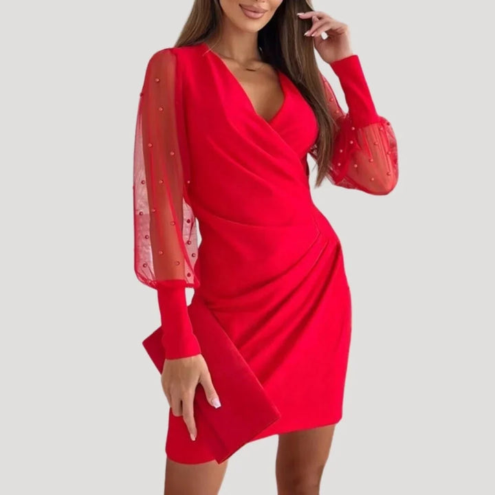 Women's Party Dress | Mini Wrap Mesh Sleeve
