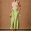Women's Satin Midi Skirt – Elegant A-Line Flowing | Areleon