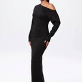 Women's Black Dress with Off Shoulder | Maxi