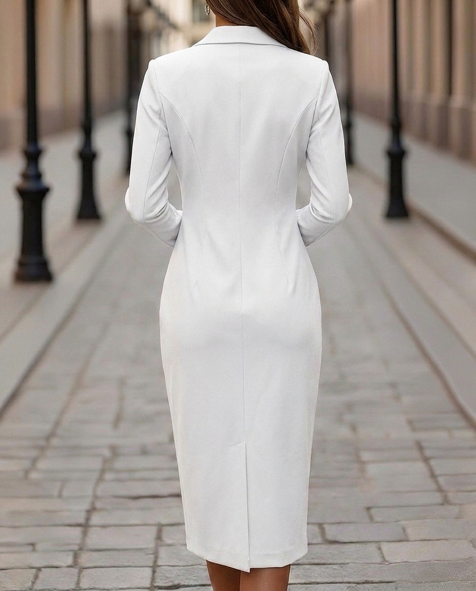 Women's Blazer Dress with Double Breasted & Peak Lapel | Midi