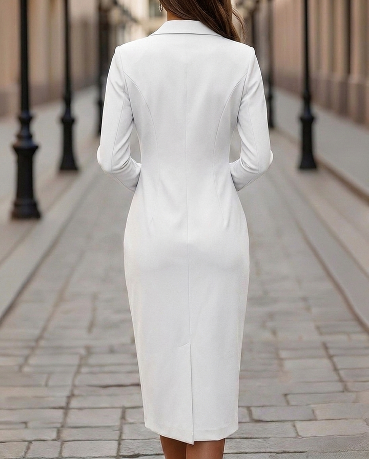 Women's Blazer Dress with Double Breasted & Peak Lapel | Midi