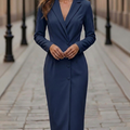 Women's Blazer Dress with Double Breasted & Peak Lapel | Midi