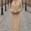 Women's Blazer Dress with Double Breasted & Peak Lapel | Midi