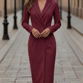 Women's Blazer Dress with Double Breasted & Peak Lapel | Midi
