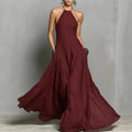 Linen Halterneck Sleeveless Maxi Dress for Women