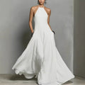 Linen Halterneck Sleeveless Maxi Dress for Women