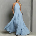 Linen Halterneck Sleeveless Maxi Dress for Women