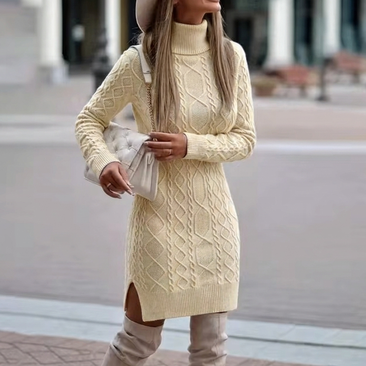 Women’s Knit Dress Turtleneck Long Sleeve | Midi