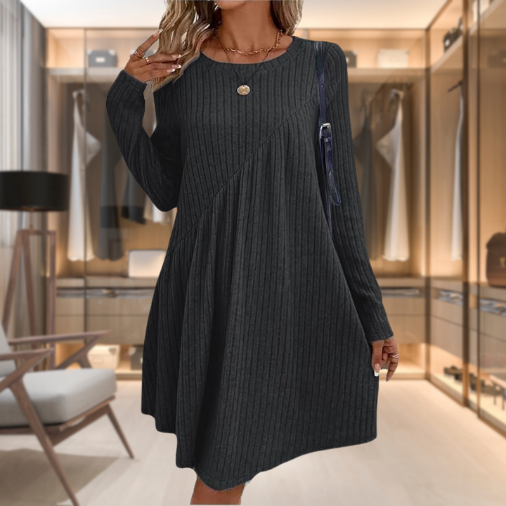 Women's Knit Dress with Long Sleeves & Round Neck | Casual