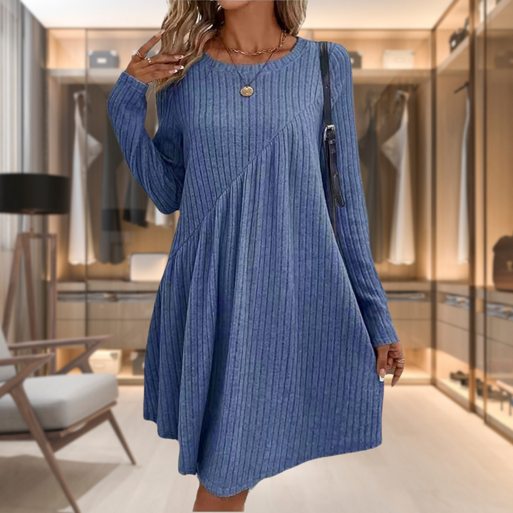 Women's Knit Dress with Long Sleeves & Round Neck | Casual