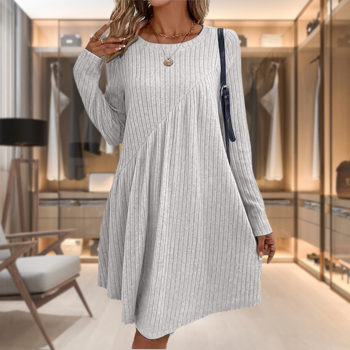 Women's Knit Dress with Long Sleeves & Round Neck | Casual