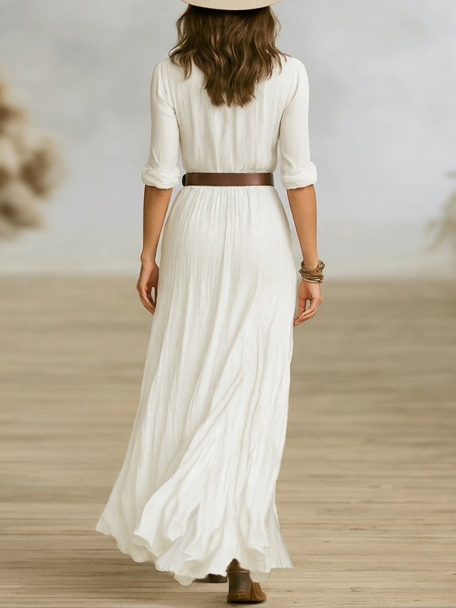 Women's Maxi Dress with Button Up & Front Slit | Party