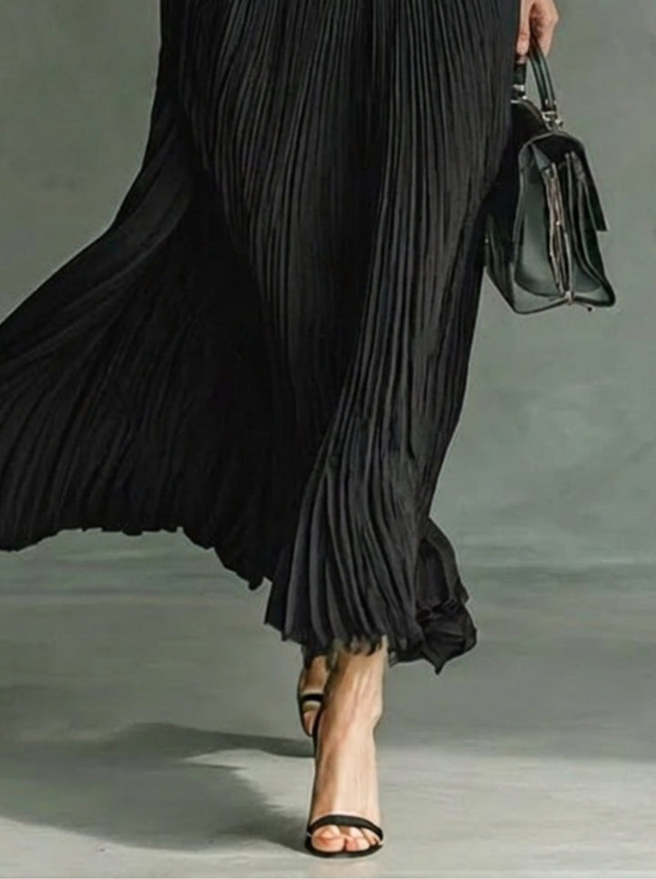 Women's Maxi Dress with Collar & Pleated Skirt | Vintage Style