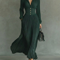 Women's Maxi Dress with Collar & Pleated Skirt | Vintage Style