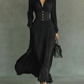 Women's Maxi Dress with Collar & Pleated Skirt | Vintage Style