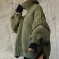 Women's Mini Winter Dress with Chunky Knit & Turtleneck | Oversized