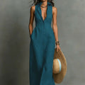 Elegant Sleeveless Maxi Shirt Dress for Women