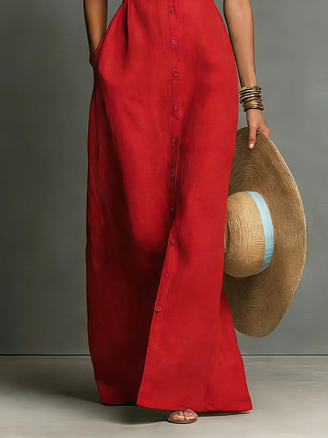 Elegant Sleeveless Maxi Shirt Dress for Women