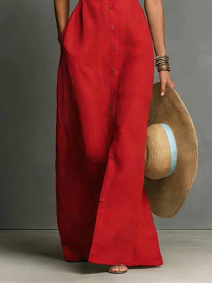 Elegant Sleeveless Maxi Shirt Dress for Women