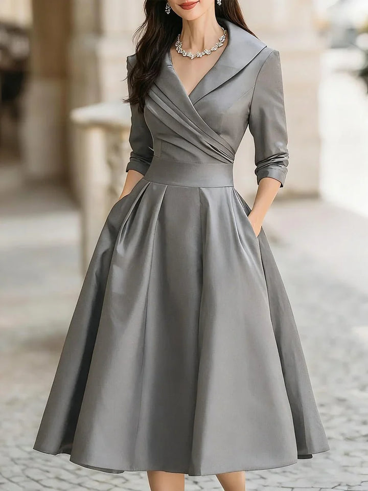 Women's Vintage A-Line Wrap Cocktail Party Dress Midi Pleated Skirt