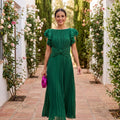Women's Wedding Guest Dress with Pleated & Ruffle | Maxi