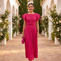 Women's Wedding Guest Dress with Pleated & Ruffle | Maxi