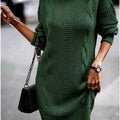 Women's Winter Dress Cable Knit with Turtle Neck | Long Sleeve Mini