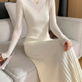 Women's Winter Dress Midi Long Sleeve | Ribbed Knit