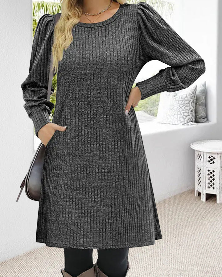 Women's Winter Dress with Puff Sleeve | Mini