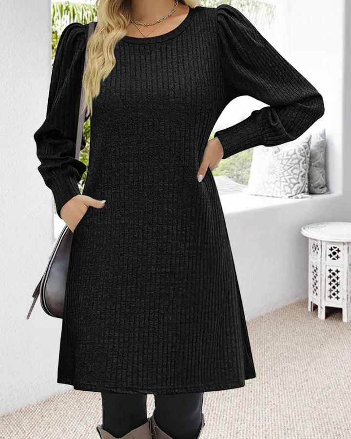 Women's Winter Dress with Puff Sleeve | Mini