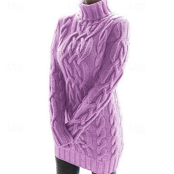 Women's Sweater Dress | Turtleneck Cable Knit Relaxed